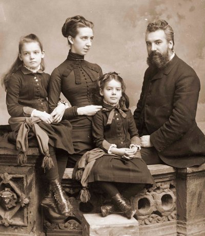 Portrait of Alexander Graham Bell, his wife Mabel Gardiner Hubbard, and their daughters Elsie and Marian by Unknown